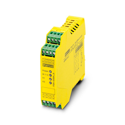Phoenix Contact Dual-Channel Emergency Stop, Safety Switch/Interlock Safety Relay, 24V ac/dc, 3 Safety Contacts