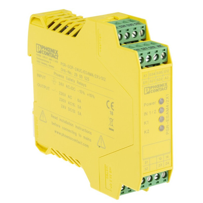 Phoenix Contact Dual-Channel Safety Switch/Interlock Safety Relay, 24V ac/dc, 2 Safety Contacts