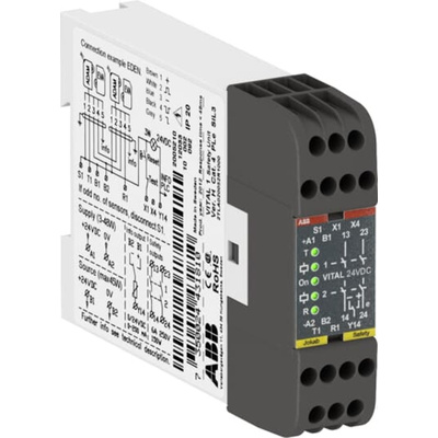 ABB Light Beam/Curtain, Safety Switch/Interlock Safety Relay, 24V dc, 2 Safety Contacts
