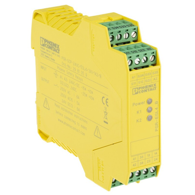 Phoenix Contact Dual-Channel Light Beam/Curtain, Safety Switch/Interlock Safety Relay, 24V ac/dc, 3 Safety Contacts
