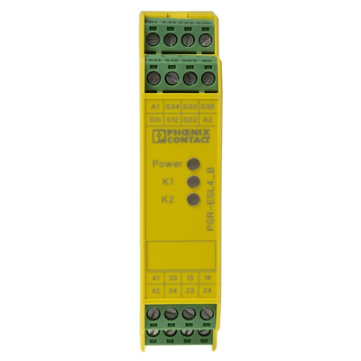 Phoenix Contact Dual-Channel Light Beam/Curtain, Safety Switch/Interlock Safety Relay, 24V ac/dc, 3 Safety Contacts