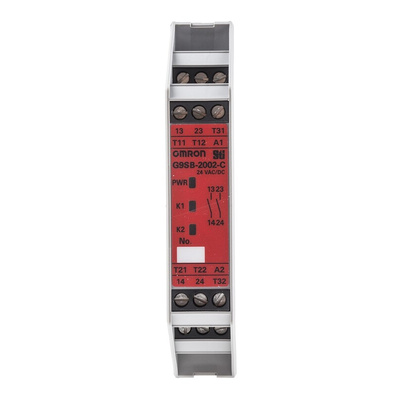 Omron Dual-Channel Emergency Stop Safety Relay, 24V ac/dc, 2 Safety Contacts