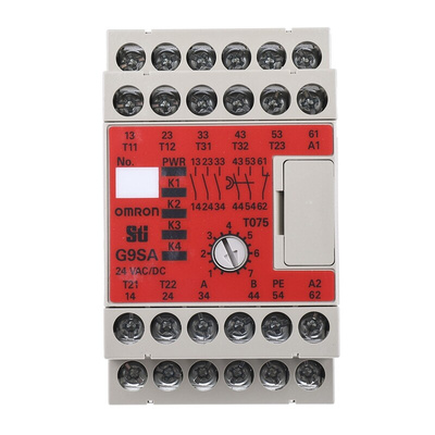Omron Dual-Channel Emergency Stop Safety Relay, 24V ac/dc, 3 Safety Contacts