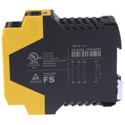 Eaton Dual-Channel Emergency Stop, Safety Switch/Interlock Safety Relay, 24V, 3 Safety Contacts