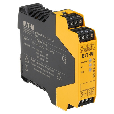 Eaton Dual-Channel Safety Switch/Interlock, Two Hand Control Safety Relay, 24V, 2 Safety Contacts