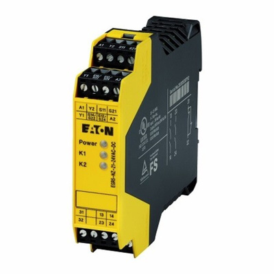 Eaton Dual-Channel Safety Switch/Interlock, Two Hand Control Safety Relay, 24V, 2 Safety Contacts