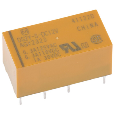 Panasonic PCB Mount Signal Relay, 12V dc Coil, 3A Switching Current, DPDT