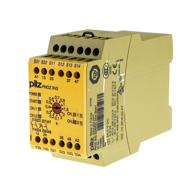 Pilz Dual-Channel Emergency Stop, Safety Switch/Interlock Safety Relay, 24V dc, 2 Safety Contacts