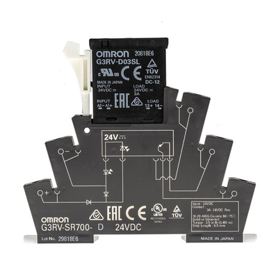 Omron G3RV-SR Series Solid State Interface Relay, 24 V dc Control, 3 A Load, DIN Rail Mount