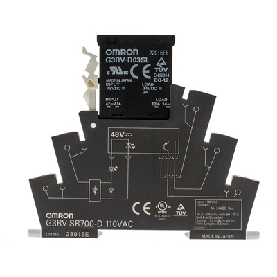 Omron G3RV-SR Series Solid State Interface Relay, 110 V ac Control, 3 A Load, DIN Rail Mount