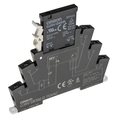 Omron G3RV-SR Series Solid State Interface Relay, 110 V ac Control, 3 A Load, DIN Rail Mount