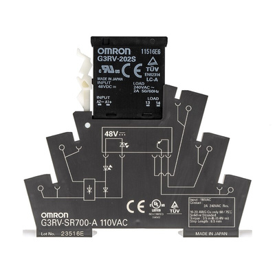 Omron G3RV-SR Series Solid State Interface Relay, 110 V ac Control, 2 A Load, DIN Rail Mount