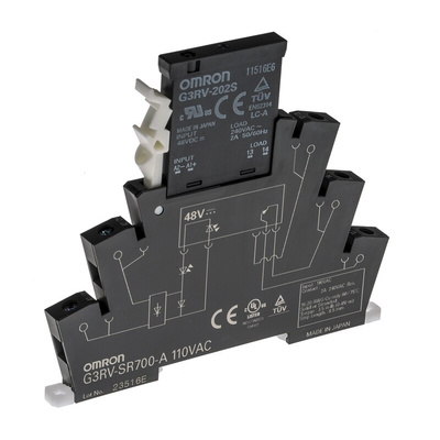 Omron G3RV-SR Series Solid State Interface Relay, 110 V ac Control, 2 A Load, DIN Rail Mount