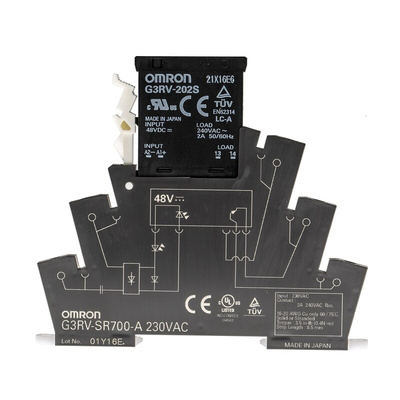 Omron G3RV-SR Series Solid State Interface Relay, 230 V ac Control, 2 A Load, DIN Rail Mount