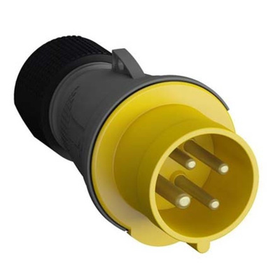 ABB, Easy & Safe IP44 Yellow Cable Mount 3P+E Industrial Power Plug, Rated At 16.0A, 110.0 V