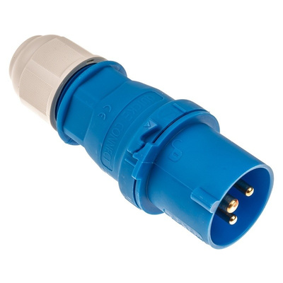 Bals IP44 Blue Cable Mount 2P+E Industrial Power Plug, Rated At 16.0A, 230.0 V