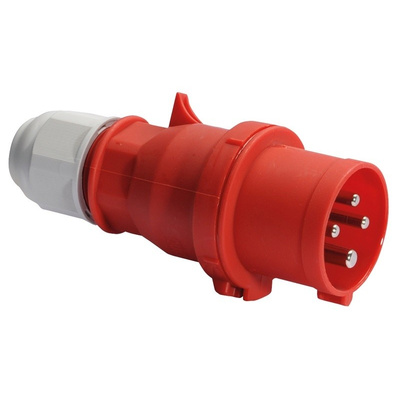 Bals IP44 Red Cable Mount 3P+E Industrial Power Plug, Rated At 16.0A, 415.0 V