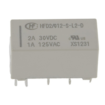 Hongfa Europe GMBH PCB Mount Latching Signal Relay, 12V dc Coil, 3A Switching Current, DPDT