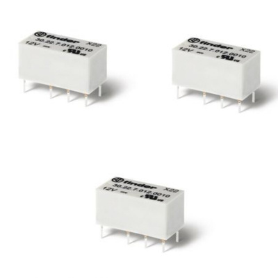 Finder PCB Mount Signal Relay, 12V dc Coil, 2A Switching Current, DPDT