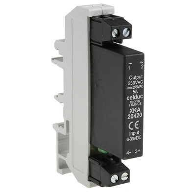 Celduc XK Series Solid State Interface Relay, 30 V Control, 5 A Load, DIN Rail Mount