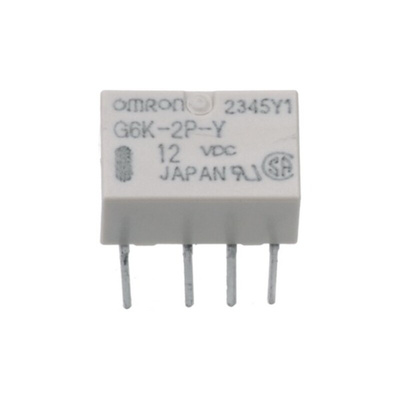 Omron PCB Mount Signal Relay, 12V dc Coil, 1A Switching Current, DPDT