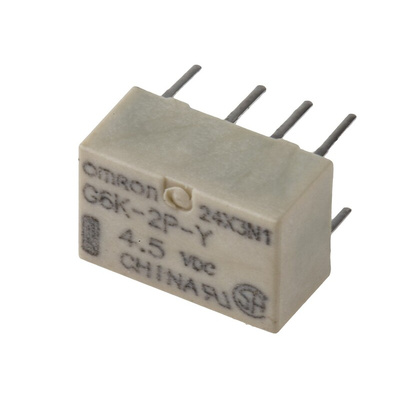 Omron PCB Mount Signal Relay, 4.5V dc Coil, 1A Switching Current, DPDT