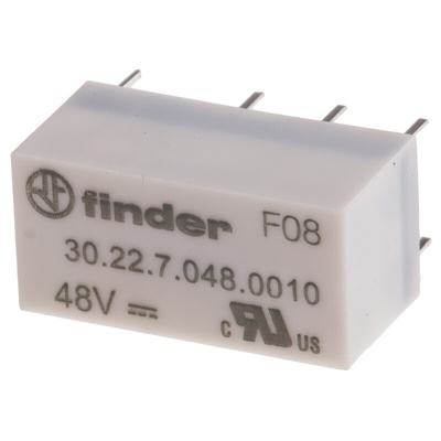 Finder PCB Mount Signal Relay, 48V dc Coil, 2A Switching Current, DPDT