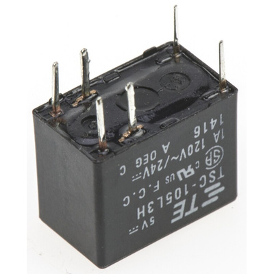 TE Connectivity PCB Mount Signal Relay, 5V dc Coil, 1A Switching Current, DPDT