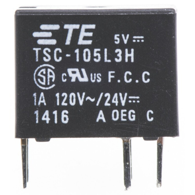 TE Connectivity PCB Mount Signal Relay, 5V dc Coil, 1A Switching Current, DPDT