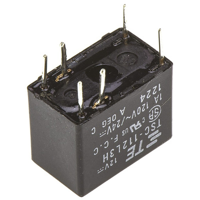 TE Connectivity PCB Mount Signal Relay, 12V dc Coil, 1A Switching Current, DPDT