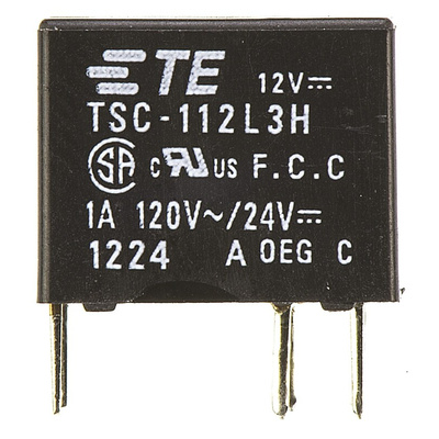 TE Connectivity PCB Mount Signal Relay, 12V dc Coil, 1A Switching Current, DPDT