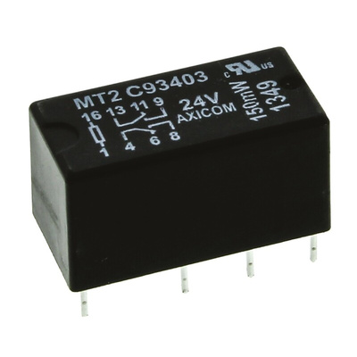 TE Connectivity PCB Mount Signal Relay, 24V dc Coil, 2A Switching Current, DPDT