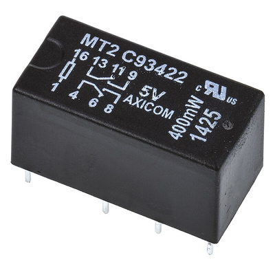 TE Connectivity PCB Mount Signal Relay, 5V dc Coil, 2A Switching Current, DPDT