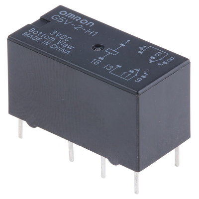 Omron PCB Mount Signal Relay, 3V dc Coil, 1A Switching Current, DPDT
