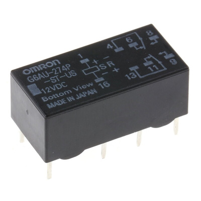 Omron PCB Mount Latching Signal Relay, 12V dc Coil, 2A Switching Current, DPDT