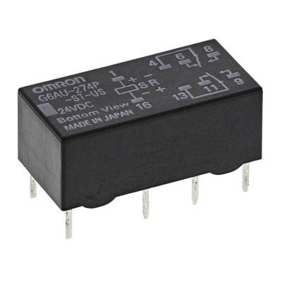 Omron PCB Mount Latching Signal Relay, 24V dc Coil, 2A Switching Current, DPDT