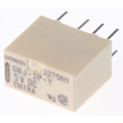 Omron PCB Mount Signal Relay, 5V dc Coil, 1A Switching Current, DPDT