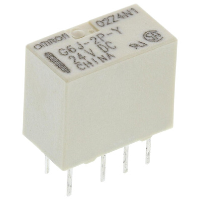Omron PCB Mount Signal Relay, 24V dc Coil, 1A Switching Current, DPDT