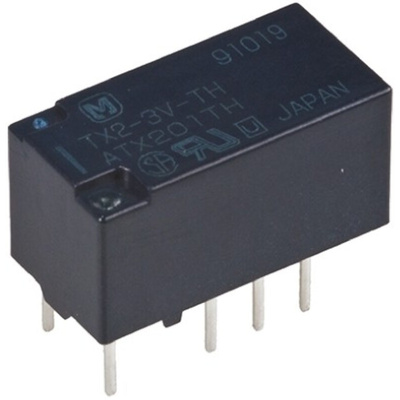 Panasonic PCB Mount Latching Signal Relay, 3V dc Coil, 2A Switching Current, DPDT