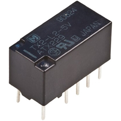 Panasonic PCB Mount Latching Relay, 5V dc Coil, 2A Switching Current, DPDT