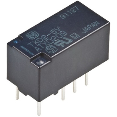 Panasonic PCB Mount Latching Signal Relay, 5V dc Coil, 2A Switching Current, DPDT