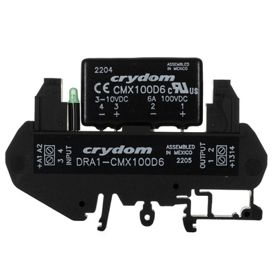 Sensata / Crydom DRA Series Solid State Interface Relay, 10 V dc Control, 6 A Load, DIN Rail Mount