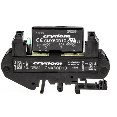 Sensata / Crydom DRA1 CMX Series Solid State Interface Relay, 10 V dc Control, 8 A Load, DIN Rail Mount