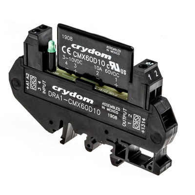 Sensata / Crydom DRA1 CMX Series Solid State Interface Relay, 10 V dc Control, 8 A Load, DIN Rail Mount