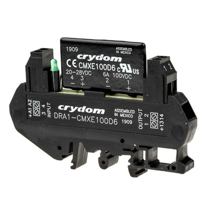 Sensata / Crydom DRA1 CMX Series Solid State Interface Relay, 28 V dc Control, 6 A Load, DIN Rail Mount