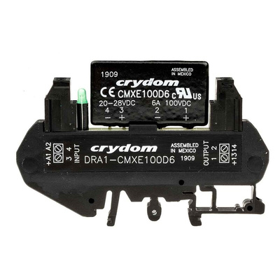Sensata / Crydom DRA1 CMX Series Solid State Interface Relay, 28 V dc Control, 6 A Load, DIN Rail Mount