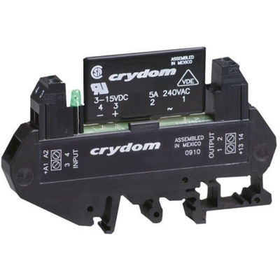 Sensata / Crydom DRA1-CX Series Solid State Interface Relay, 28 V dc Control, 5 A rms Load, DIN Rail Mount