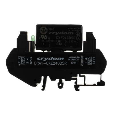 Sensata / Crydom DRA Series Series Solid State Interface Relay, 32 V dc Control, 5 A rms Load, DIN Rail Mount