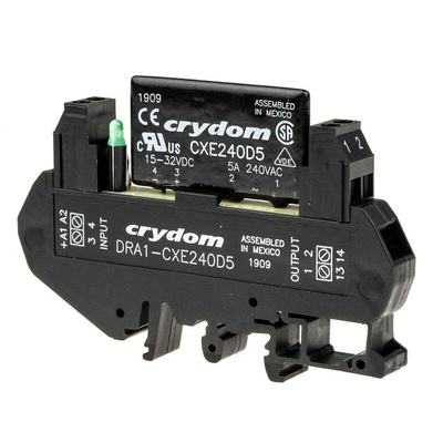 Sensata / Crydom DRA1-CX Series Solid State Interface Relay, 32 V dc Control, 5 A rms Load, DIN Rail Mount