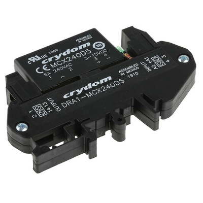 Sensata / Crydom DRA1-MCX Series Solid State Interface Relay, 15 V dc Control, 5 A rms Load, DIN Rail Mount